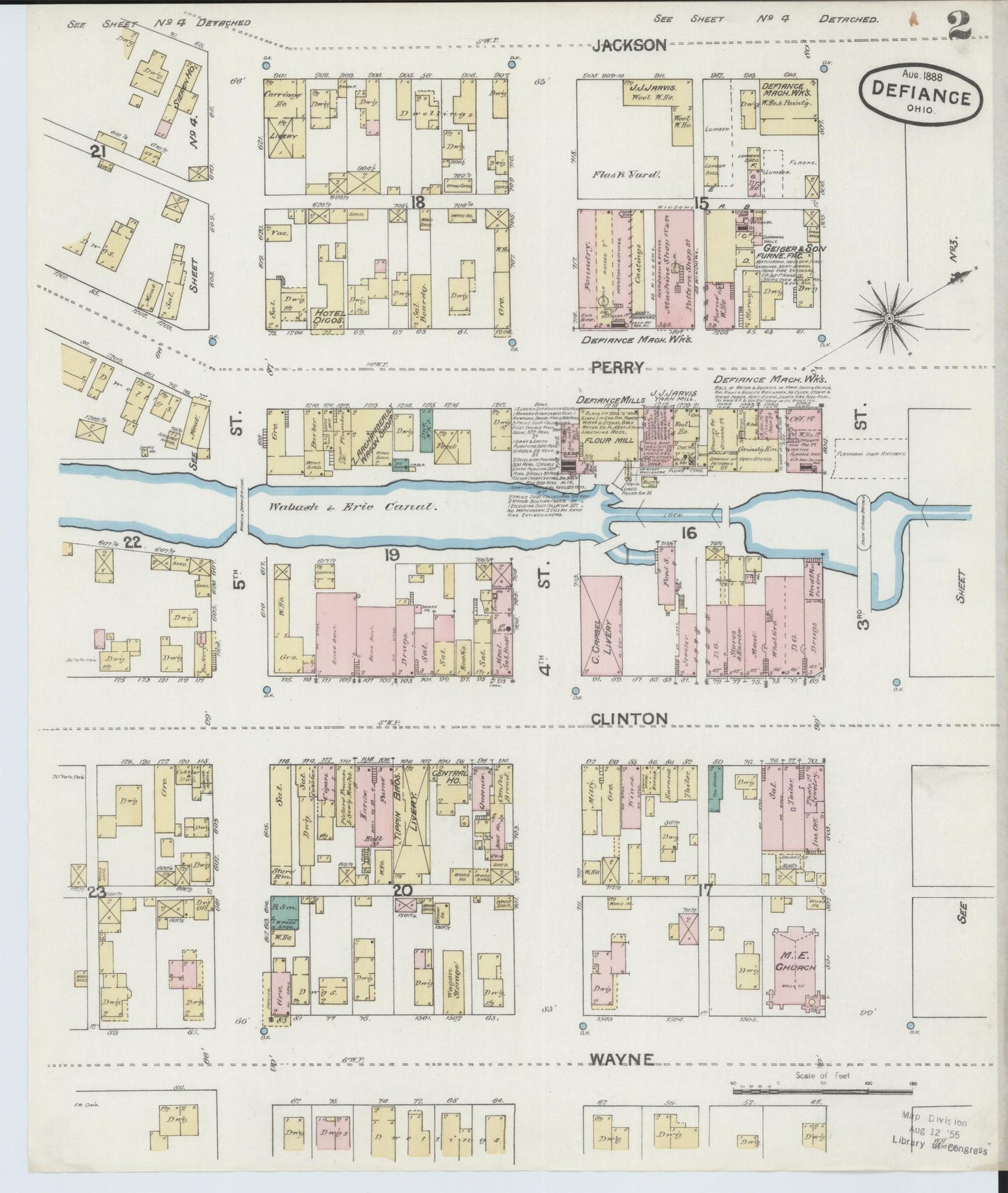 Sanborn Fire Insurance Map from Defiance, Defiance County, Ohio (1888), Sheet #0002 - Complete Map Set gallery image, historic Sanborn map, vintage wall art, Ohio Ohio