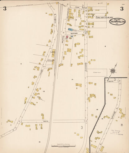Sanborn Fire Insurance Map from South Royalton, Windsor County, Vermont (1922), Sheet #0003 - Complete Map Set gallery image, historic Sanborn map, vintage wall art, Vermont Vermont