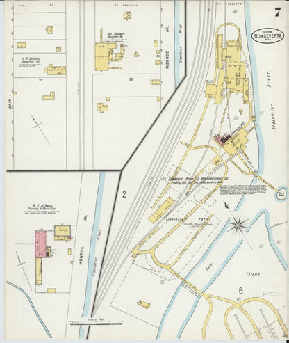 Sanborn Fire Insurance Map from Ronceverte, Greenbrier County, West Virginia (1898), Sheet #0007 - Complete Map Set gallery image, historic Sanborn map, vintage wall art, West Virginia West Virginia