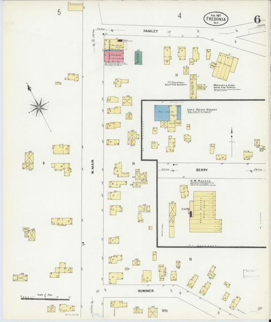Sanborn Fire Insurance Map from Fredonia, Chautauqua County, New York (1907), Sheet #0006 - Historic Sanborn Fire Insurance Map Print, vintage old map wall art, antique decor, genealogy gift, New York New York map