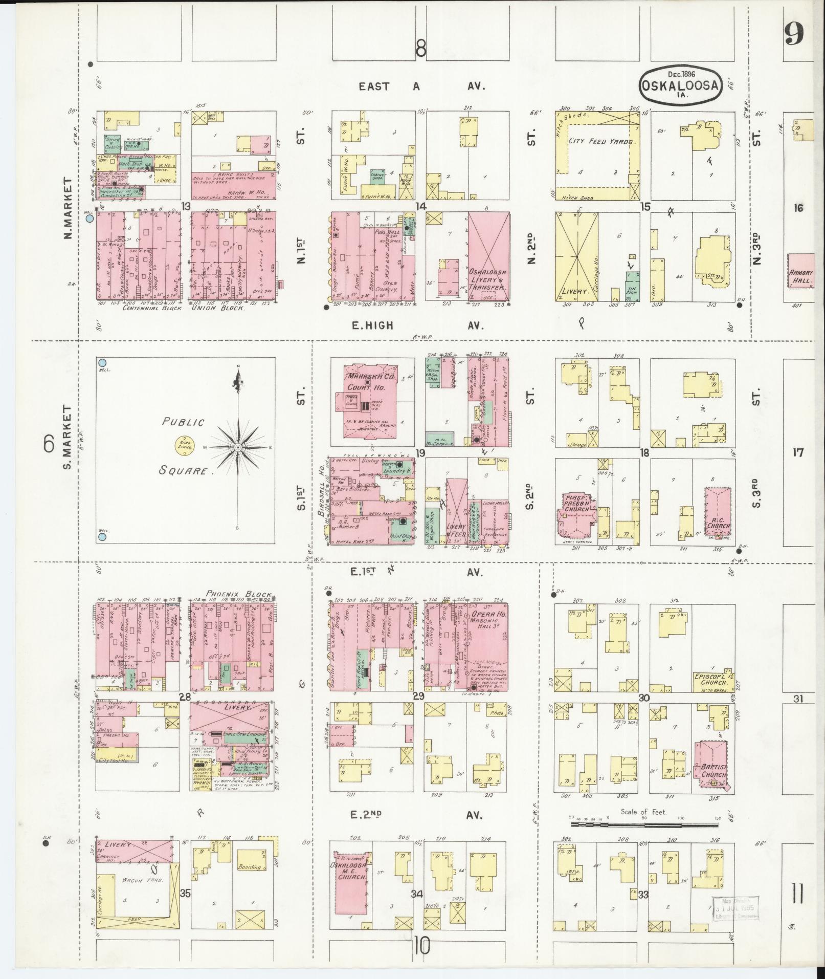 Sanborn Fire Insurance Map from Oskaloosa, Mahaska County, Iowa (1896), Sheet #0009 - Historic Sanborn Fire Insurance Map Print