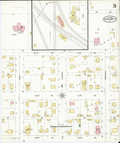 Sanborn Fire Insurance Map from West Liberty, Muscatine County, Iowa (1906), Sheet #0003 - Historic Sanborn Fire Insurance Map Print, vintage old map wall art