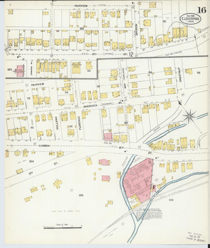 Sanborn Fire Insurance Map from East Liverpool, Columbiana County, Ohio (1903), Sheet #0016 - Historic Sanborn Fire Insurance Map Print, vintage old map wall art, antique decor, genealogy gift, Ohio Ohio map