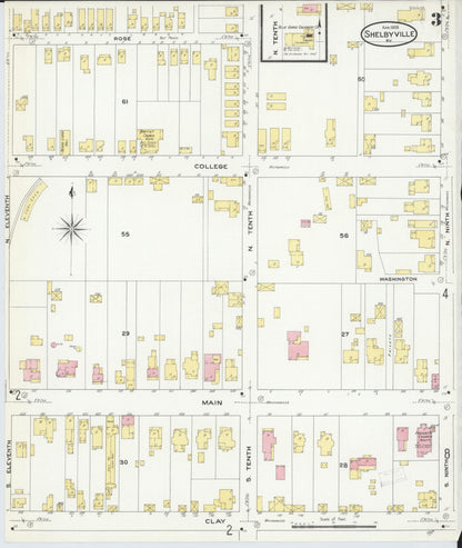 Sanborn Fire Insurance Map from Shelbyville, Shelby County, Kentucky (1909), Sheet #0003 - Complete Map Set gallery image, historic Sanborn map, vintage wall art, Kentucky Kentucky
