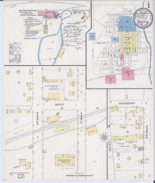 Sanborn Fire Insurance Map from Fayette, Howard County, Missouri (1894), Sheet #0001 - Complete Map Set gallery image, historic Sanborn map, vintage wall art, Missouri Missouri