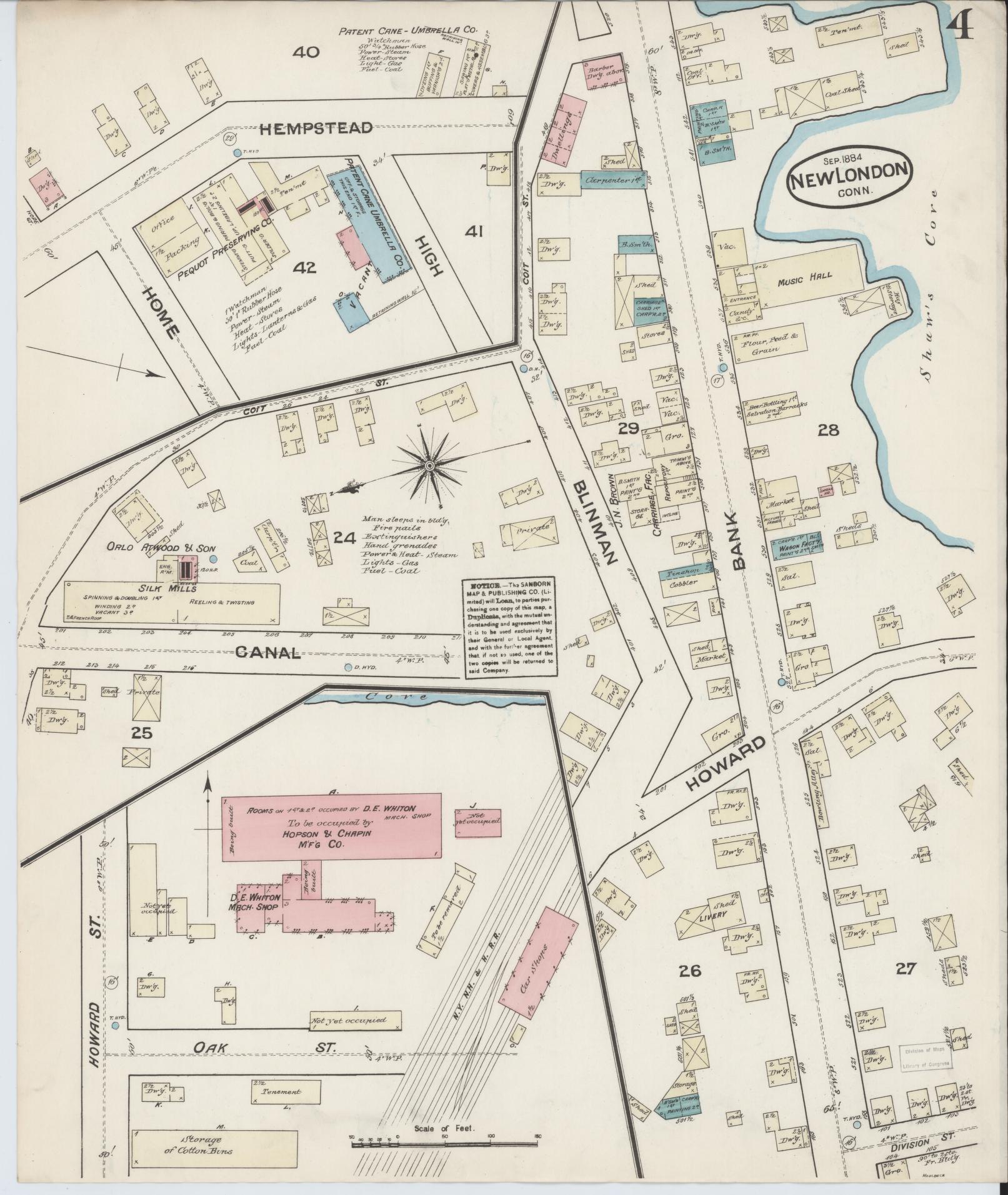 Sanborn Fire Insurance Map from New London, New London County, Connecticut (1884), Sheet #0004 - Complete Map Set gallery image, historic Sanborn map, vintage wall art, Connecticut Connecticut