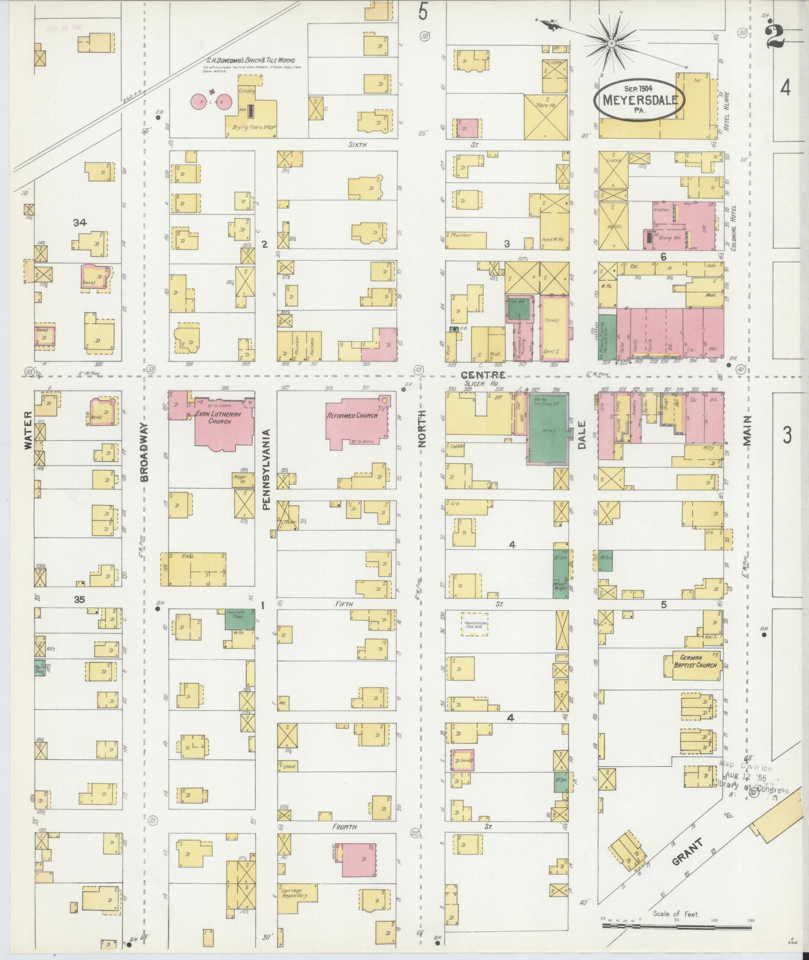 Sanborn Fire Insurance Map from Meyersdale, Somerset County, Pennsylvania (1904), Sheet #0002 - Complete Map Set gallery image, historic Sanborn map, vintage wall art, Pennsylvania Pennsylvania