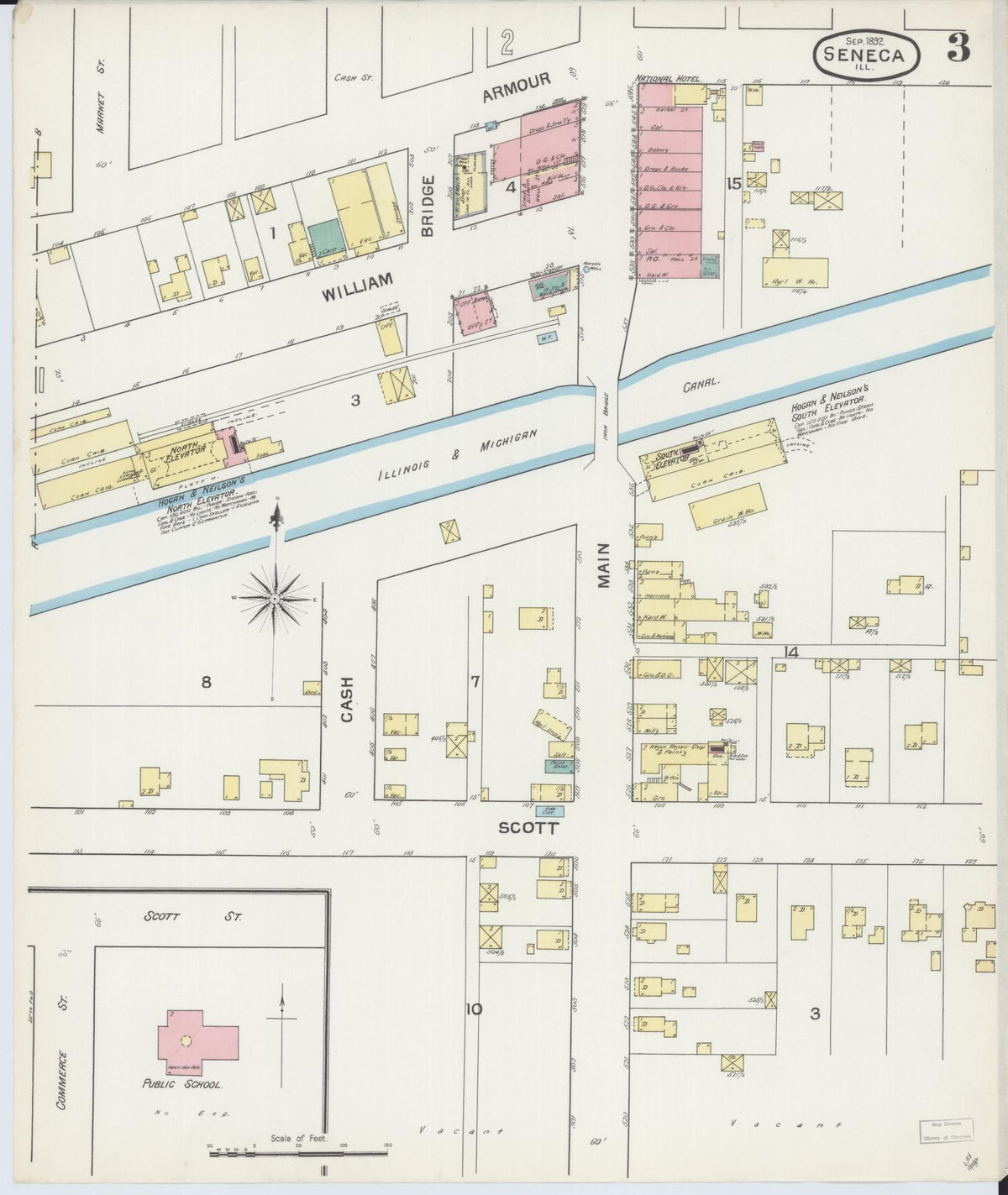 Sanborn Fire Insurance Map from Seneca, La Salle County, Illinois (1893), Sheet #0003 - Historic Sanborn Fire Insurance Map Print, vintage old map wall art, antique decor, genealogy gift, Illinois Illinois map