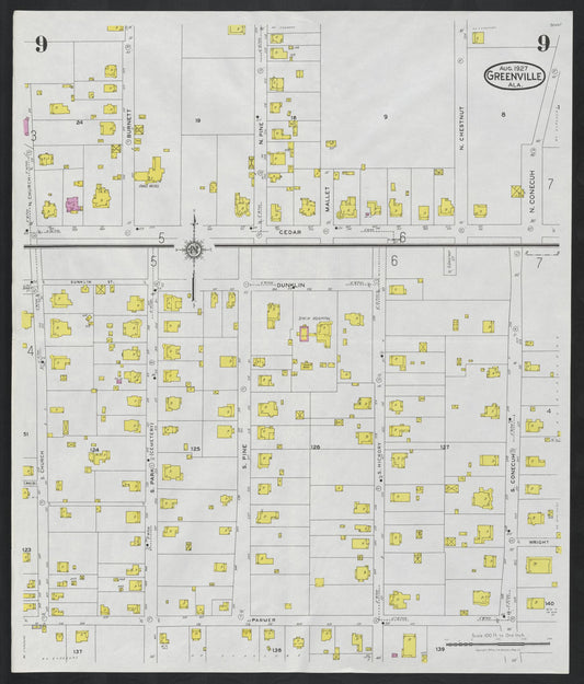Sanborn Fire Insurance Map from Greenville, Butler County, Alabama (1927), Sheet #0009 - Historic Sanborn Fire Insurance Map Print, vintage old map wall art, antique decor, genealogy gift, Alabama Alabama map