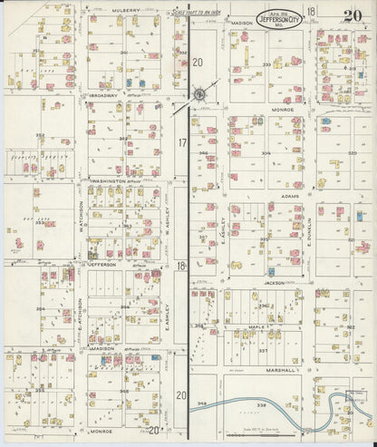 Sanborn Fire Insurance Map from Jefferson City, Cole County, Missouri (1916), Sheet #0020 - Complete Map Set gallery image, historic Sanborn map, vintage wall art, Missouri Missouri