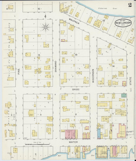 Sanborn Fire Insurance Map from New London, Waupaca and Outagamie Counties, Wisconsin (1892), Sheet #0002 - Historic Sanborn Fire Insurance Map Print, vintage old map wall art, antique decor, genealogy gift, Wisconsin Wisconsin map