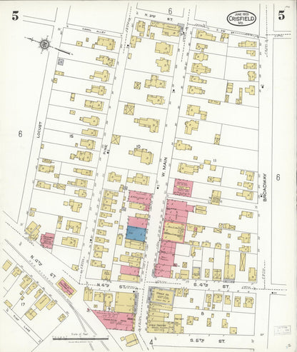 Sanborn Fire Insurance Map from Crisfield, Somerset County, Maryland (1923), Sheet #0005 - Complete Map Set gallery image, historic Sanborn map, vintage wall art, Maryland Maryland