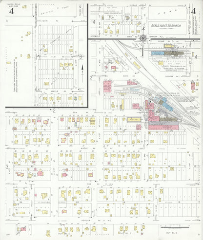 Sanborn Fire Insurance Map from Yukon, Canadian County, Oklahoma (1943), Sheet #0004 - Complete Map Set gallery image, historic Sanborn map, vintage wall art, Oklahoma Oklahoma