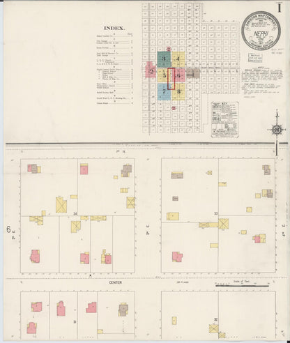 Sanborn Fire Insurance Map from Nephi, Juab County, Utah (1917), Sheet #0001 - Complete Map Set gallery image, historic Sanborn map, vintage wall art, Utah Utah