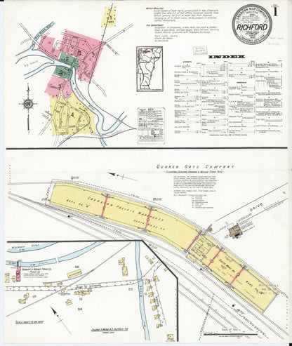 Sanborn Fire Insurance Map from Richford, Franklin County, Vermont (1920), Sheet #0001 - Complete Map Set gallery image, historic Sanborn map, vintage wall art, Vermont Vermont