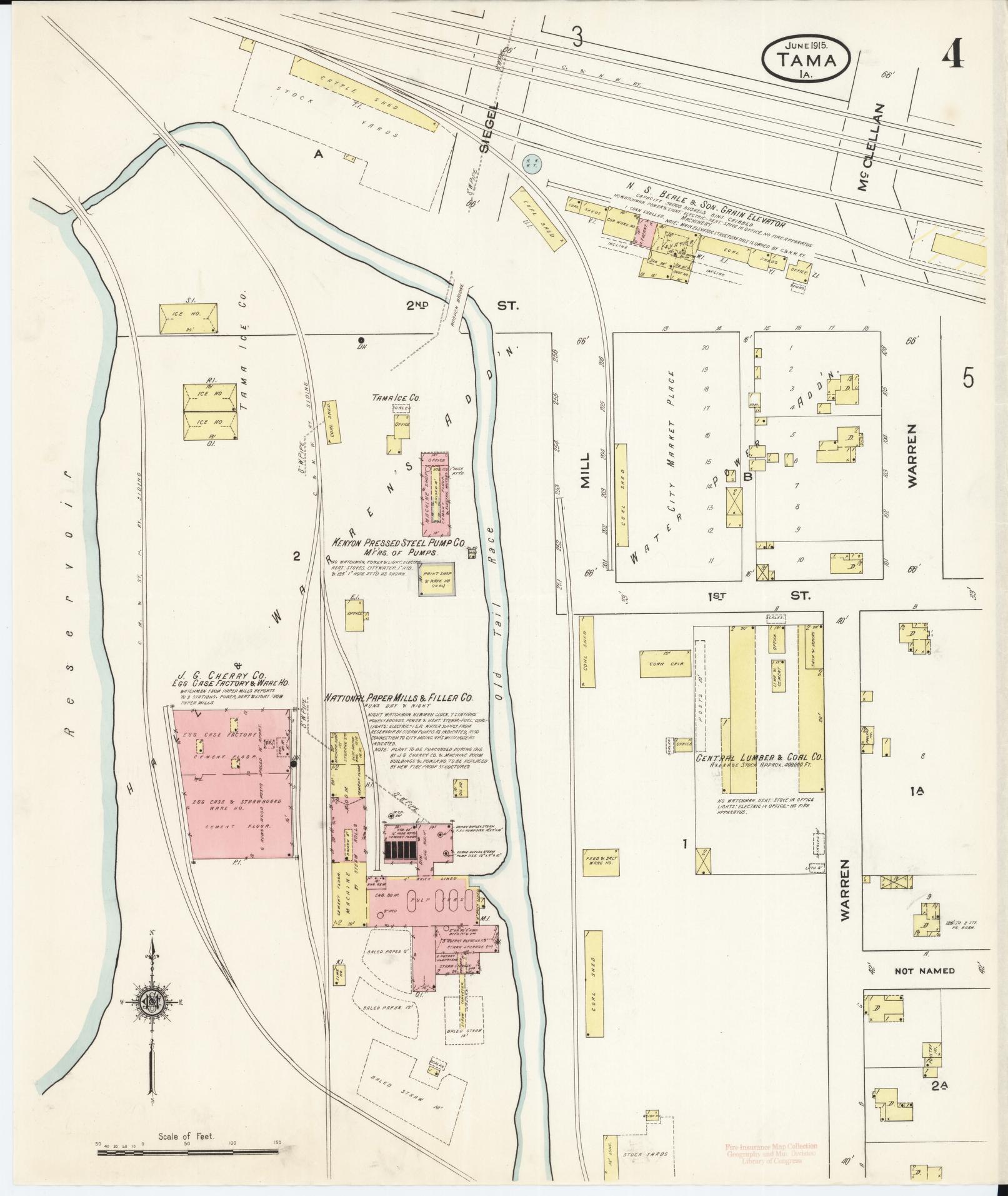 Sanborn Fire Insurance Map from Tama, Tama County, Iowa (1915), Sheet #0004 - Historic Sanborn Fire Insurance Map Print, vintage old map wall art
