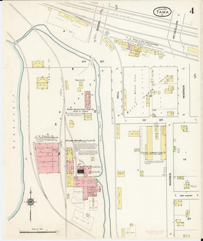 Sanborn Fire Insurance Map from Tama, Tama County, Iowa (1915), Sheet #0004 - Historic Sanborn Fire Insurance Map Print, vintage old map wall art