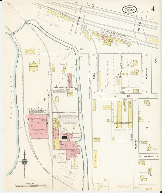 Sanborn Fire Insurance Map from Tama, Tama County, Iowa (1915), Sheet #0004 - Historic Sanborn Fire Insurance Map Print, vintage old map wall art