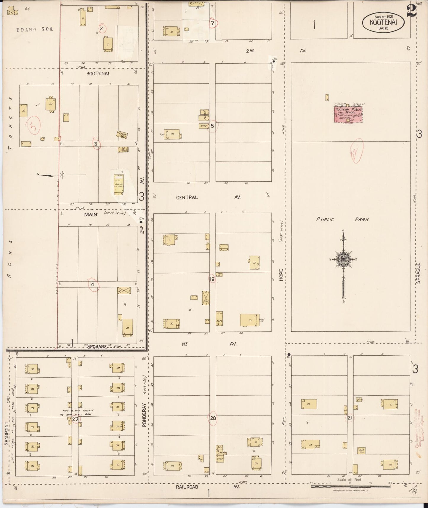 Sanborn Fire Insurance Map from Kootenai, Bonner County, Idaho (1927), Sheet #0002 - Historic Sanborn Fire Insurance Map Print, vintage old map wall art, antique decor, genealogy gift, Idaho Idaho map