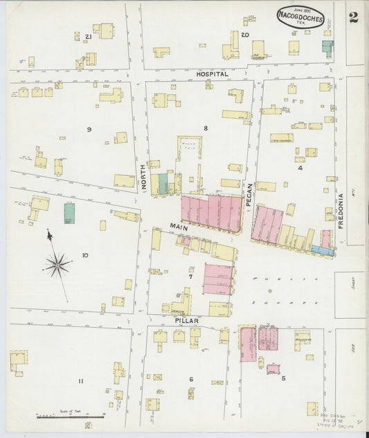 Sanborn Fire Insurance Map from Nacogdoches, Nacogdoches County, Texas (1891), Sheet #0002 - Historic Sanborn Fire Insurance Map Print, vintage old map wall art, antique decor, genealogy gift, Texas Texas map