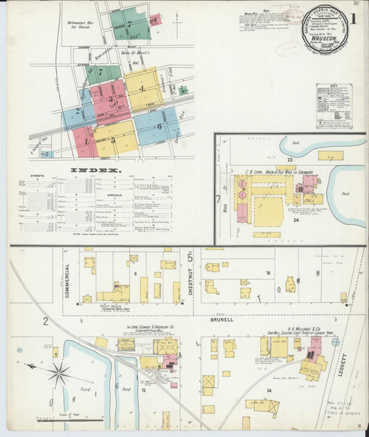 Sanborn Fire Insurance Map from Wauseon, Fulton County, Ohio (1899), Sheet #0001 - Historic Sanborn Fire Insurance Map Print, vintage old map wall art, antique decor, genealogy gift, Ohio Ohio map