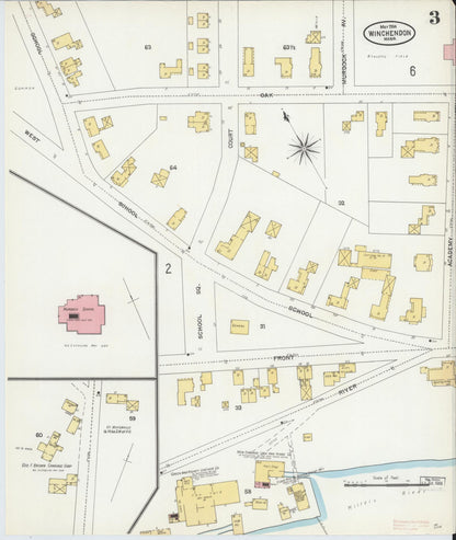 Sanborn Fire Insurance Map from Winchendon, Worcester County, Massachusetts (1904), Sheet #0003 - Complete Map Set gallery image, historic Sanborn map, vintage wall art, Massachusetts Massachusetts