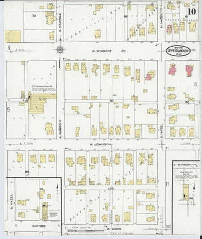 Sanborn Fire Insurance Map from Upper Sandusky, Wyandot County, Ohio (1921), Sheet #0010 - Complete Map Set gallery image, historic Sanborn map, vintage wall art, Ohio Ohio