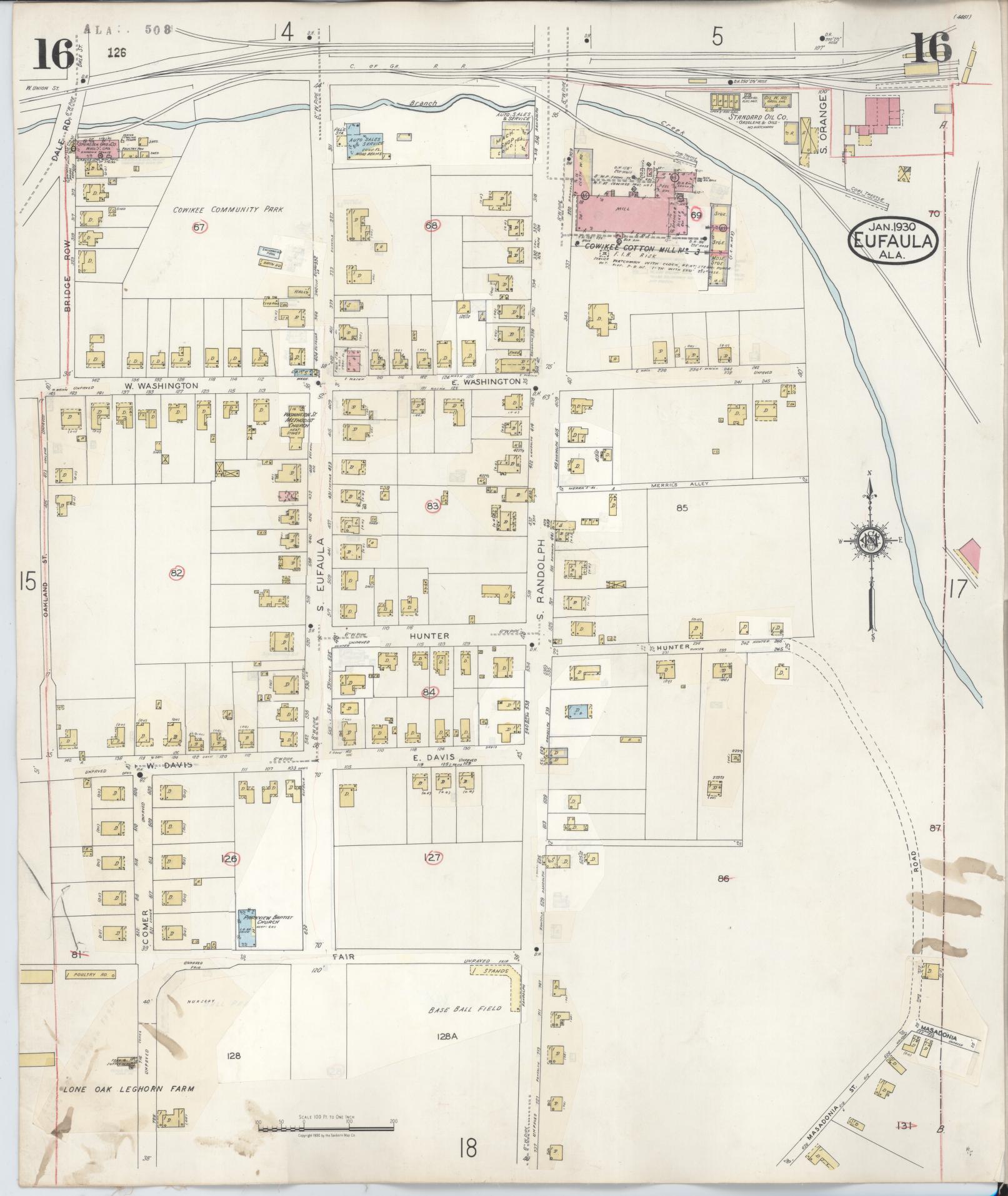 Sanborn Fire Insurance Map from Eufaula, Barbour County, Alabama (1950), Sheet #0016 - Complete Map Set gallery image, historic Sanborn map, vintage wall art, Alabama Alabama