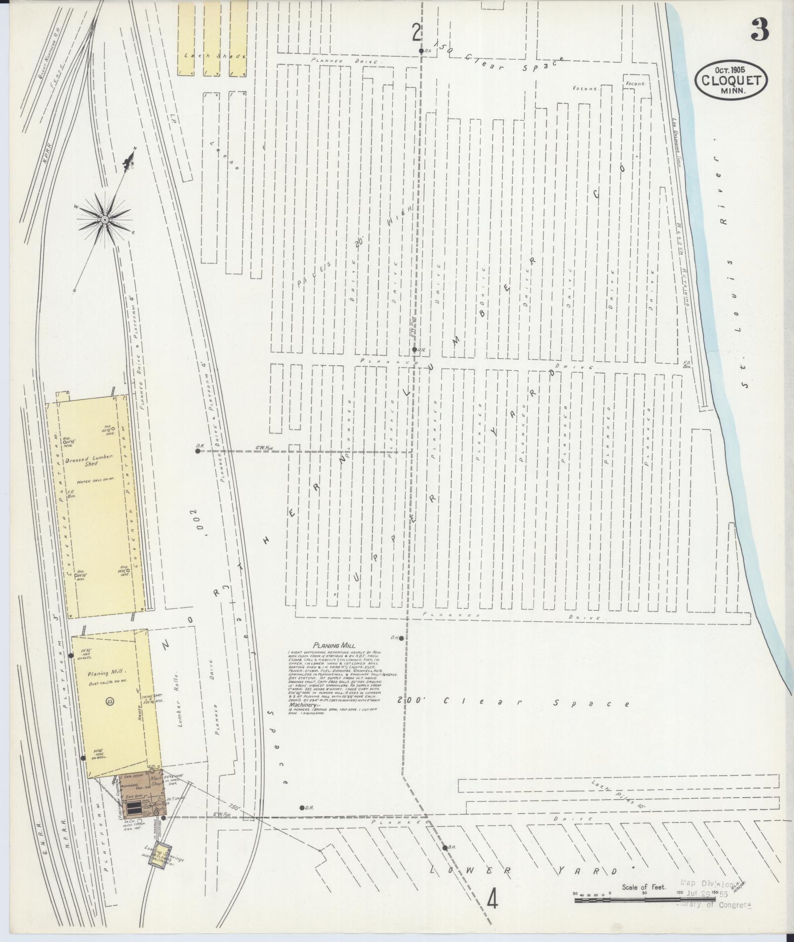 Sanborn Fire Insurance Map from Cloquet, Carlton County, Minnesota (1905), Sheet #0003 - Complete Map Set gallery image, historic Sanborn map, vintage wall art, Minnesota Minnesota