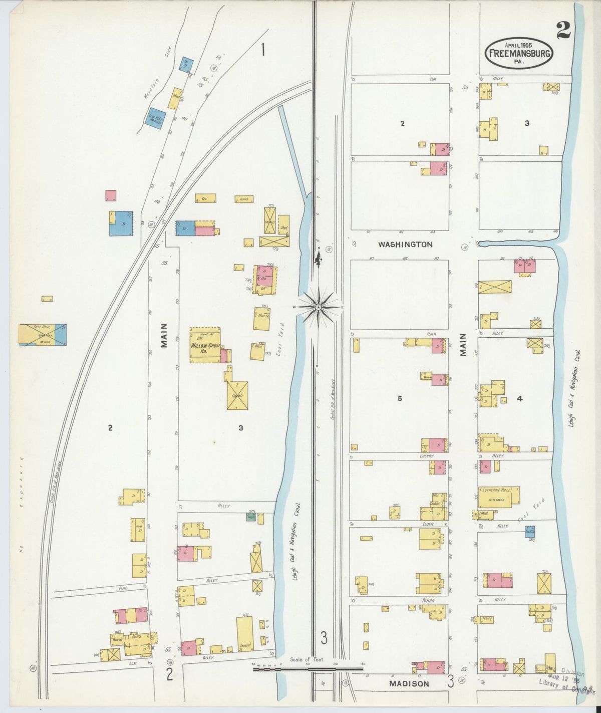 Sanborn Fire Insurance Map from Freemansburg, Northampton County, Pennsylvania (1905), Sheet #0002 - Complete Map Set gallery image, historic Sanborn map, vintage wall art, Pennsylvania Pennsylvania