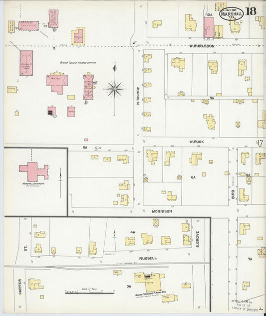 Sanborn Fire Insurance Map from Marshall, Harrison County, Texas (1904), Sheet #0018 - Historic Sanborn Fire Insurance Map Print, vintage old map wall art, antique decor, genealogy gift, Texas Texas map