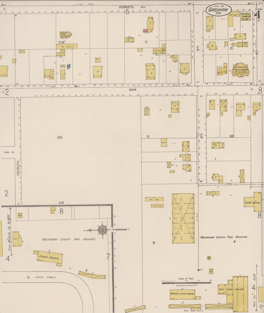 Sanborn Fire Insurance Map from Gresham, Multnomah County, Oregon (1922), Sheet #0004 - Historic Sanborn Fire Insurance Map Print, vintage old map wall art, antique decor, genealogy gift, Oregon Oregon map