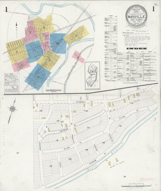 Sanborn Fire Insurance Map from Manville, Somerset County, New Jersey (1928), Sheet #0001
