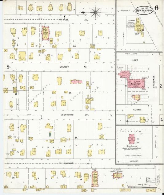 Sanborn Fire Insurance Map from New Hampton, Chickasaw County, Iowa (1905), Sheet #0006 - Historic Sanborn Fire Insurance Map Print, vintage old map wall art