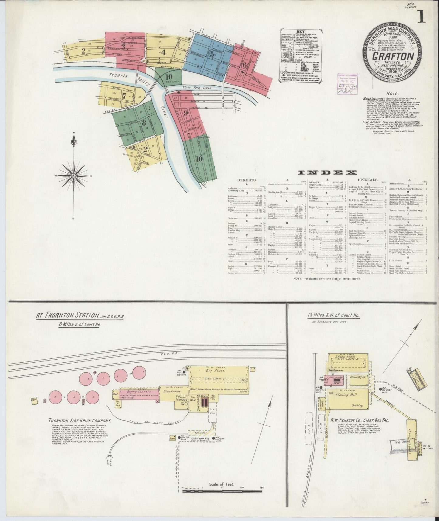 Sanborn Fire Insurance Map from Grafton, Taylor County, West Virginia (1906), Sheet #0001 - Complete Map Set gallery image, historic Sanborn map, vintage wall art, West Virginia West Virginia