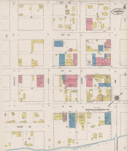 Sanborn Fire Insurance Map from Okanogan, Okanogan County, Washington (1922), Sheet #0004 - Complete Map Set gallery image, historic Sanborn map, vintage wall art, Washington Washington