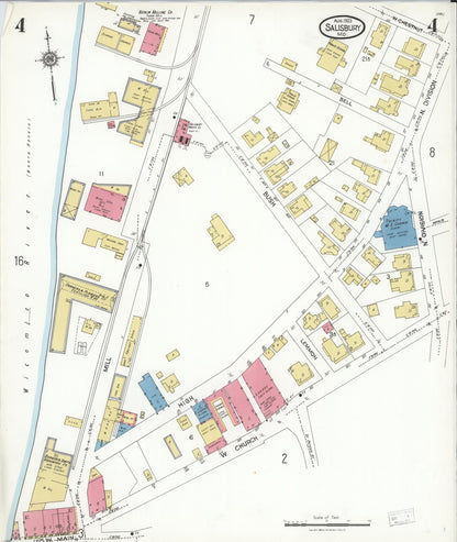 Sanborn Fire Insurance Map from Salisbury, Wicomico County, Maryland (1923), Sheet #0004 - Complete Map Set gallery image, historic Sanborn map, vintage wall art, Maryland Maryland