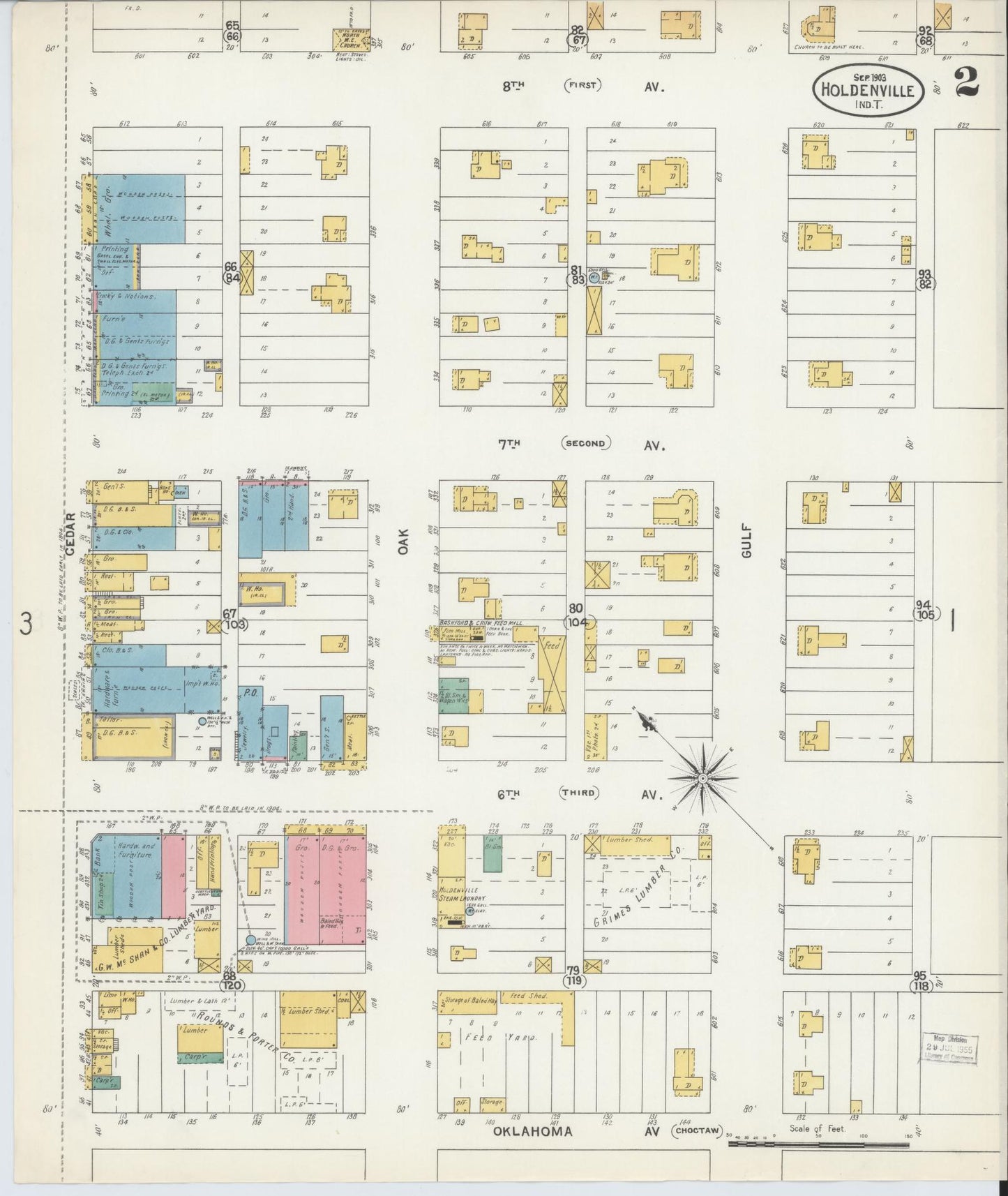 Sanborn Fire Insurance Map from Holdenville, Hughes County, Oklahoma (1903), Sheet #0002 - Complete Map Set gallery image, historic Sanborn map, vintage wall art, Oklahoma Oklahoma