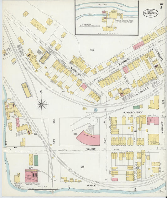 Sanborn Fire Insurance Map from Shamokin, Northumberland County, Pennsylvania (1901), Sheet #0007 - Historic Sanborn Fire Insurance Map Print, vintage old map wall art, antique decor, genealogy gift, Pennsylvania Pennsylvania map