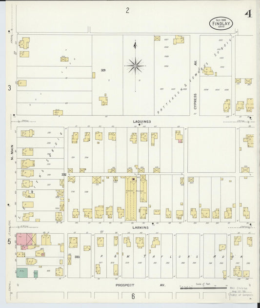 Sanborn Fire Insurance Map from Findlay, Hancock County, Ohio (1908), Sheet #0004 - Historic Sanborn Fire Insurance Map Print, vintage old map wall art, antique decor, genealogy gift, Ohio Ohio map