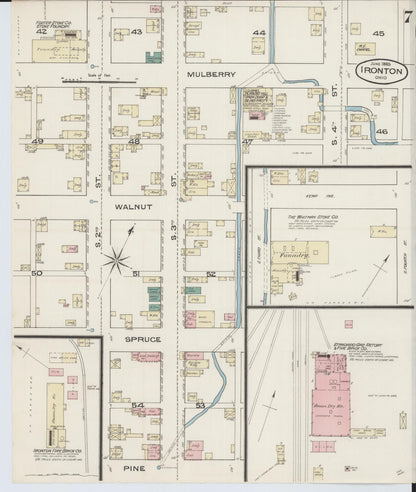 Sanborn Fire Insurance Map from Ironton, Lawrence County, Ohio (1885), Sheet #0007 - Historic Sanborn Fire Insurance Map Print, vintage old map wall art, antique decor, genealogy gift, Ohio Ohio map