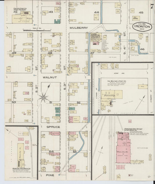 Sanborn Fire Insurance Map from Ironton, Lawrence County, Ohio (1885), Sheet #0007 - Historic Sanborn Fire Insurance Map Print, vintage old map wall art, antique decor, genealogy gift, Ohio Ohio map