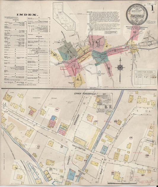 Sanborn Fire Insurance Map from Placerville, El Dorado County, California (1940), Sheet #0001 - Complete Map Set gallery image, historic Sanborn map, vintage wall art, California California