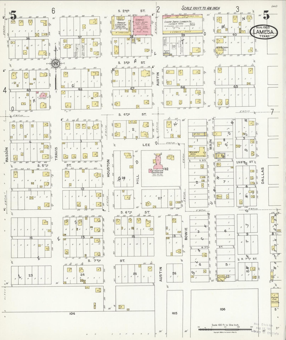 Sanborn Fire Insurance Map from Lamesa, Dawson County, Texas (1925), Sheet #0005 - Historic Sanborn Fire Insurance Map Print, vintage old map wall art, antique decor, genealogy gift, Texas Texas map