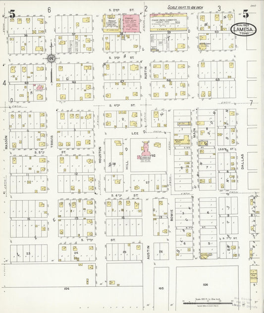 Sanborn Fire Insurance Map from Lamesa, Dawson County, Texas (1925), Sheet #0005 - Historic Sanborn Fire Insurance Map Print, vintage old map wall art, antique decor, genealogy gift, Texas Texas map