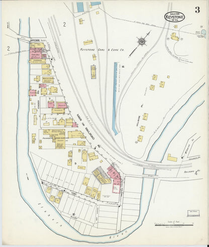 Sanborn Fire Insurance Map from Keystone, Mcdowell County, West Virginia (1918), Sheet #0003 - Complete Map Set gallery image, historic Sanborn map, vintage wall art, West Virginia West Virginia