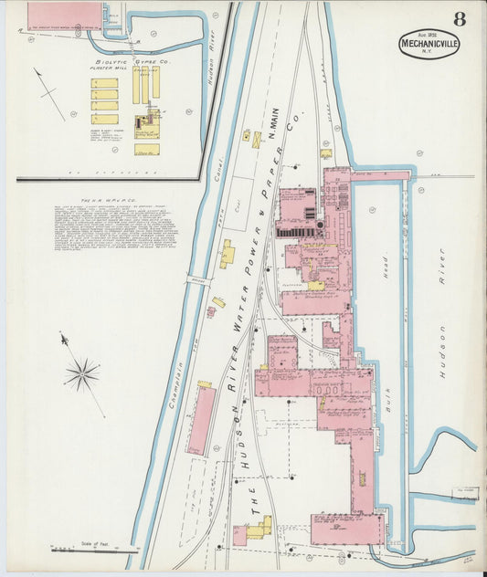 Sanborn Fire Insurance Map from Mechanicville, Saratoga County, New York (1892), Sheet #0008 - Historic Sanborn Fire Insurance Map Print, vintage old map wall art, antique decor, genealogy gift, New York New York map
