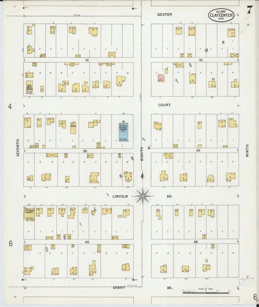 Sanborn Fire Insurance Map from Clay Center, Clay County, Kansas (1899), Sheet #0007 - Historic Sanborn Fire Insurance Map Print, vintage old map wall art, antique decor, genealogy gift, Kansas Kansas map