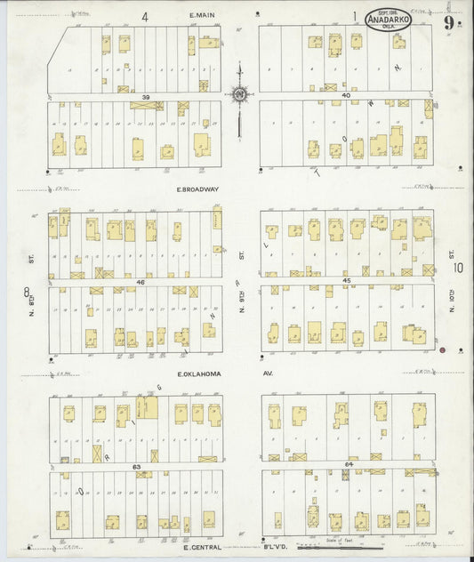 Sanborn Fire Insurance Map from Anadarko, Caddo County, Oklahoma (1916), Sheet #0009 - Historic Sanborn Fire Insurance Map Print, vintage old map wall art, antique decor, genealogy gift, Oklahoma Oklahoma map