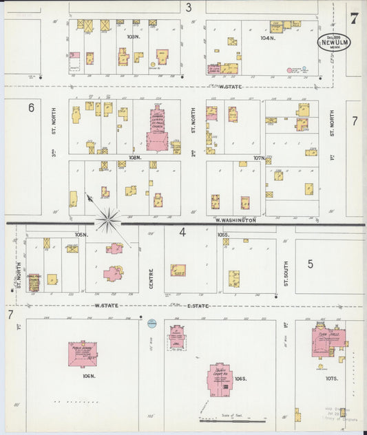 Sanborn Fire Insurance Map from New Ulm, Brown County, Minnesota (1899), Sheet #0007 - Historic Sanborn Fire Insurance Map Print, vintage old map wall art, antique decor, genealogy gift, Minnesota Minnesota map